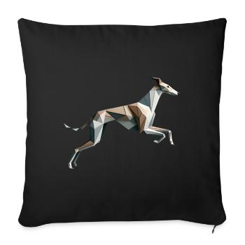 Jagdhund läuft Origami Geometrisch 3D - Sofakissenbezug 45 x 45 cm - Schwarz - Vorne