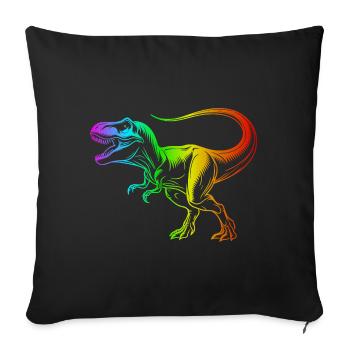 dinosaure tyrannosaure rex, t-rex arc-en-ciel - Housse de coussin décorative 45 x 45 cm - noir - Devant