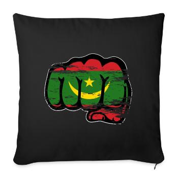 Poing du drapeau de la Mauritanie utilisé - Housse de coussin décorative 45 x 45 cm - noir - Devant
