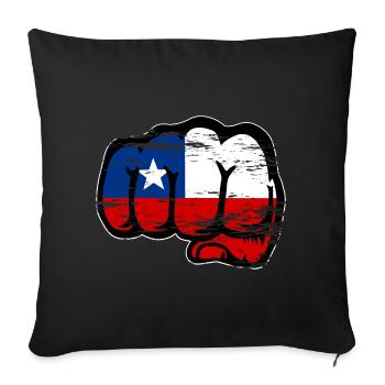 Poing du drapeau chilien utilisé - Housse de coussin décorative 45 x 45 cm - noir - Devant