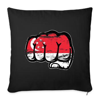 Singapur Flagge Faust Hand used - Sofakissenbezug 45 x 45 cm - Schwarz - Vorne