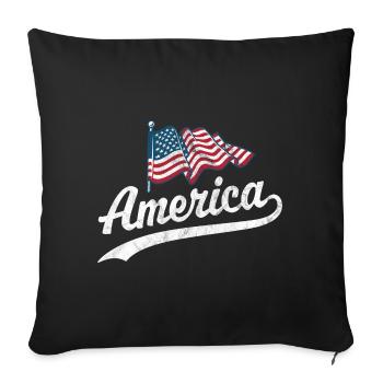Drapeau de l’Amérique - Housse de coussin décorative 45 x 45 cm - noir - Devant