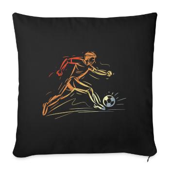 Joueur de football dessinant rétro - Housse de coussin décorative 45 x 45 cm - noir - Devant