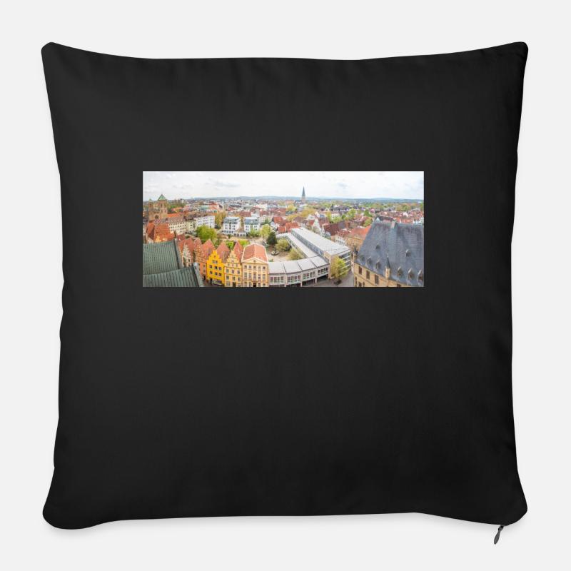 Altstadt Osnabrück Panoramablick von St. Marien - Sofakissenbezug 45 x 45 cm - Schwarz