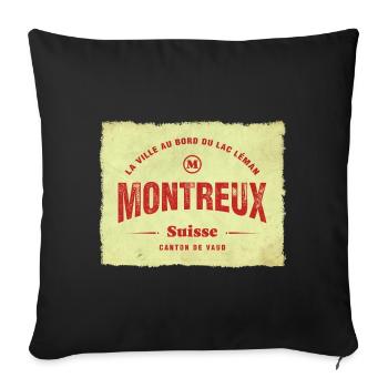Montreux Vintage City Stamp - Sofa pillowcase 17,3'' x 17,3'' (45 x 45 cm) - black - Front