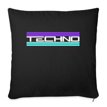 Techno Love Citation Dire Musique Fête Célébrer Logo - Housse de coussin décorative 45 x 45 cm - noir - Devant