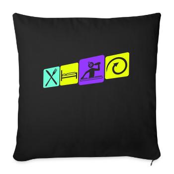 Essen Schlafen Club Techno Musik Party Wiederholen - Sofakissenbezug 45 x 45 cm - Schwarz - Vorne