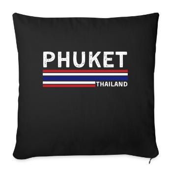 T-shirt drapeau de la Thaïlande de Phuket - Housse de coussin décorative 45 x 45 cm - noir - Devant