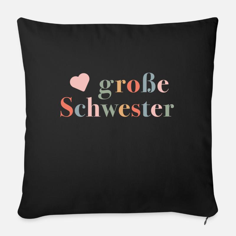 Große Schwester - Geschenk zur Geburt für Mädchen - Sofakissenbezug 45 x 45 cm - Schwarz