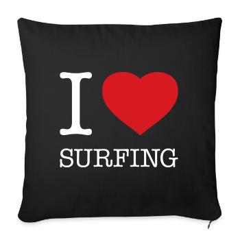 I LOVE SURFING - Sofa pillowcase 17,3'' x 17,3'' (45 x 45 cm) - black - Front