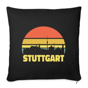 Stuttgart Skyline Silhouette rétro vintage - Housse de coussin décorative 45 x 45 cm - noir - Devant