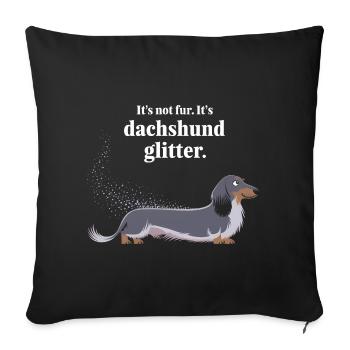 Dachshund Glitter Lustiges Hundedesign - Sofakissenbezug 45 x 45 cm - Schwarz - Vorne