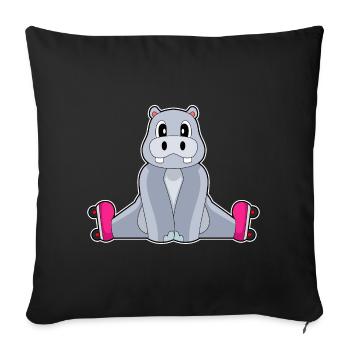 Hippopotamus Inline skating Inline skates - Sofa pillowcase 17,3'' x 17,3'' (45 x 45 cm) - black - Front