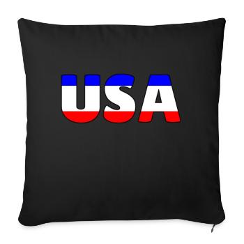 USA flag letters color - Sofa pillowcase 17,3'' x 17,3'' (45 x 45 cm) - black - Front