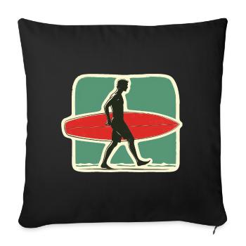 Retro Surfer - Quittez l’âge d’or du surf - Housse de coussin décorative 45 x 45 cm - noir - Devant
