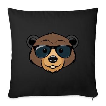 Cool cartoon bear with sunglasses - Sofa pillowcase 17,3'' x 17,3'' (45 x 45 cm) - black - Front