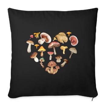 Heart-shaped mushrooms.T-shirt for mushroom picker - Sofa pillowcase 17,3'' x 17,3'' (45 x 45 cm) - black - Front