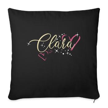 Clara Nom Prénom Calligraphie Coeur - Housse de coussin décorative 45 x 45 cm - noir - Devant