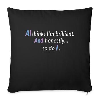 La confiance en soi rencontre l’IA – Citation cool - Housse de coussin décorative 45 x 45 cm - noir - Devant