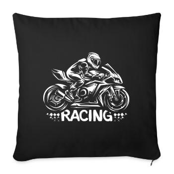 Motorcycle Racing Drawing - Superbike Racer - Sofa pillowcase 17,3'' x 17,3'' (45 x 45 cm) - black - Front