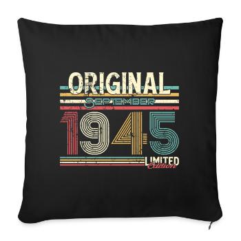 80 Jahre, Retro September Jahrgang 1945  - Sofakissenbezug 45 x 45 cm - Schwarz - Vorne