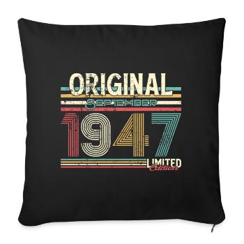 Retro September 1947 Print Design - Sofakissenbezug 45 x 45 cm - Schwarz - Vorne