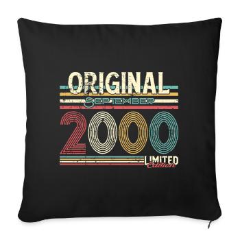 Design rétro original de septembre 2000, 25 ans - Housse de coussin décorative 45 x 45 cm - noir - Devant