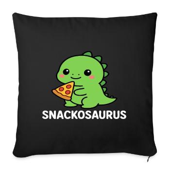 Verspielter Dinosaurier mit Pizzastück - Sofakissenbezug 45 x 45 cm - Schwarz - Vorne