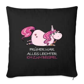 Lustige Dickes Einhorn Spruch Molliges Einhorn - Sofakissenbezug 45 x 45 cm - Schwarz - Vorne