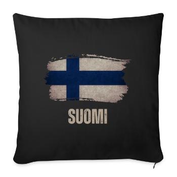 Grunge flag of Finland, vintage Finland - Sofa pillowcase 17,3'' x 17,3'' (45 x 45 cm) - black - Front