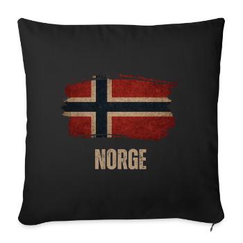 Vintage Norway, Norwegian Flag - Sofa pillowcase 17,3'' x 17,3'' (45 x 45 cm) - black - Front