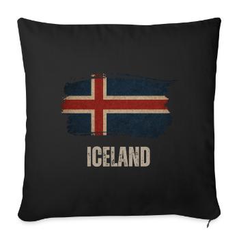 Drapeau de l’Islande, vintage Islande - Housse de coussin décorative 45 x 45 cm - noir - Devant