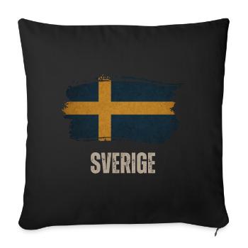 Drapeau grunge de la Suède, fier Suédois - Housse de coussin décorative 45 x 45 cm - noir - Devant