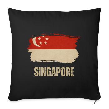 Grunge flag of Singapore, I love Singapore - Sofa pillowcase 17,3'' x 17,3'' (45 x 45 cm) - black - Front