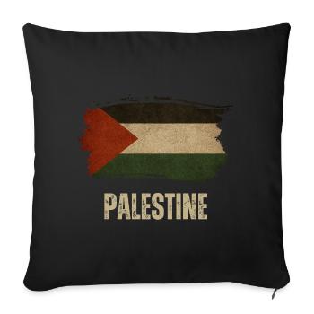 Grunge flag of Palestine, Palestinian pride - Sofa pillowcase 17,3'' x 17,3'' (45 x 45 cm) - black - Front
