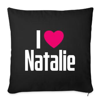 J’aime Natalie Coeur rose J’aime Natalie - Housse de coussin décorative 45 x 45 cm - noir - Devant
