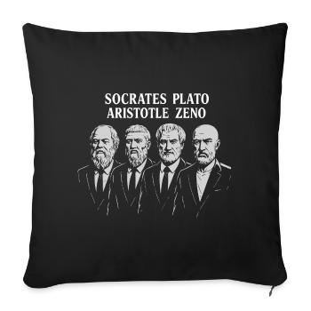 Thinkers Socrates Plato Aristotle Zeno in suits - Sofa pillowcase 17,3'' x 17,3'' (45 x 45 cm) - black - Front
