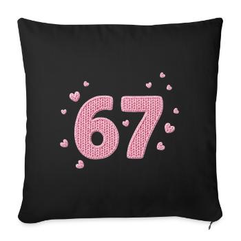 6 7 Memes – Pink Heart Pattern - Sofa pillowcase 17,3'' x 17,3'' (45 x 45 cm) - black - Front