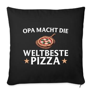 Pizza baker - Grandpa makes the world's best pizza - Sofa pillowcase 17,3'' x 17,3'' (45 x 45 cm) - black - Front