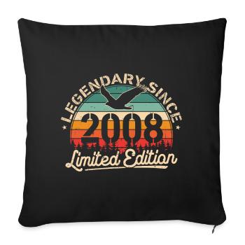 2008 Jahrgang Geburtstag Retro Geschenk - Housse de coussin décorative 45 x 45 cm - noir - Devant