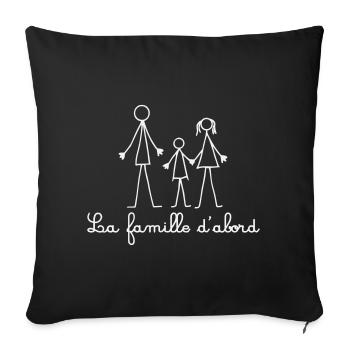 Family First | Minimalist Family Drawing - Sofa pillowcase 17,3'' x 17,3'' (45 x 45 cm) - black - Front