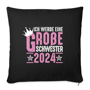 Big Sister 2024 Pink Crown - Sofa pillowcase 17,3'' x 17,3'' (45 x 45 cm) - black - Front