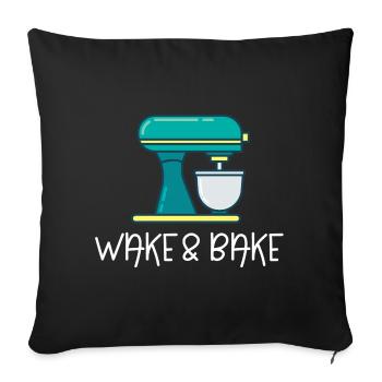 Réveillez-vous et cuisez - Housse de coussin décorative 45 x 45 cm - noir - Devant