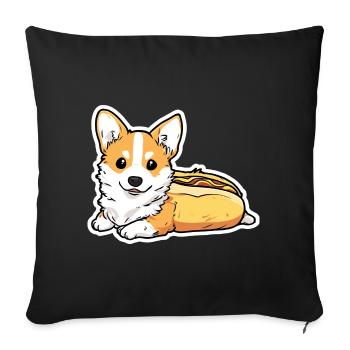 Collant en forme de pain pour hot-dogs Corgi mignon - Housse de coussin décorative 45 x 45 cm - noir - Devant