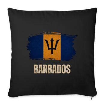 Drapeau grunge de la Barbade, j’adore la Barbade - Housse de coussin décorative 45 x 45 cm - noir - Devant
