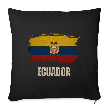 Drapeau grunge de l’Équateur, j’adore l’Équateur - Housse de coussin décorative 45 x 45 cm - noir - Devant