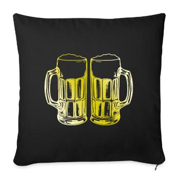 Bier Biergläser Anstoßen - Sofakissenbezug 45 x 45 cm - Schwarz - Vorne
