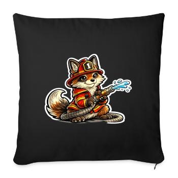 Fox firefighter hero in action - Sofa pillowcase 17,3'' x 17,3'' (45 x 45 cm) - black - Front