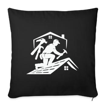Silhouette du couvreur sur le toit - Housse de coussin décorative 45 x 45 cm - noir - Devant