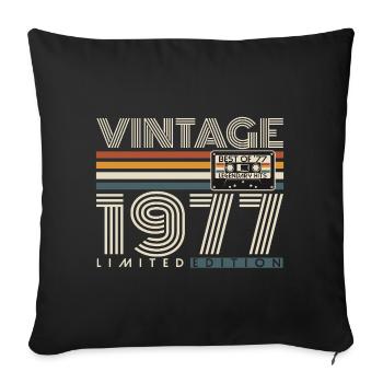 1977 Vintage Vintage Rétro Cadeau d’anniversaire - Housse de coussin décorative 45 x 45 cm - noir - Devant